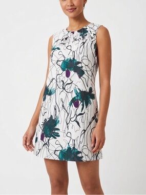 MARNI Abstract Print Mini Dress Size 38 Green Purple